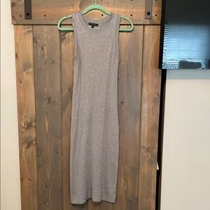 Gray Sleeveless Ribbed Dress
